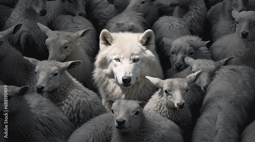 A wolf among the sheep. Concept of one who poses a threat, one who has infiltrated a group under the guise of righteousness.