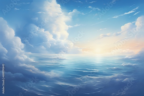 Cloudy sky above blue ocean water