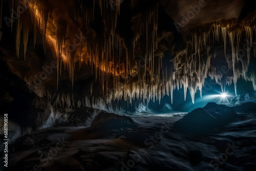 The textures and patterns of stalactites and stalagmites in a cave
