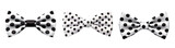Polka dots in white and black bow ties on isolated transparent background