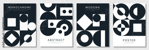 Monochrome modern posters vector set