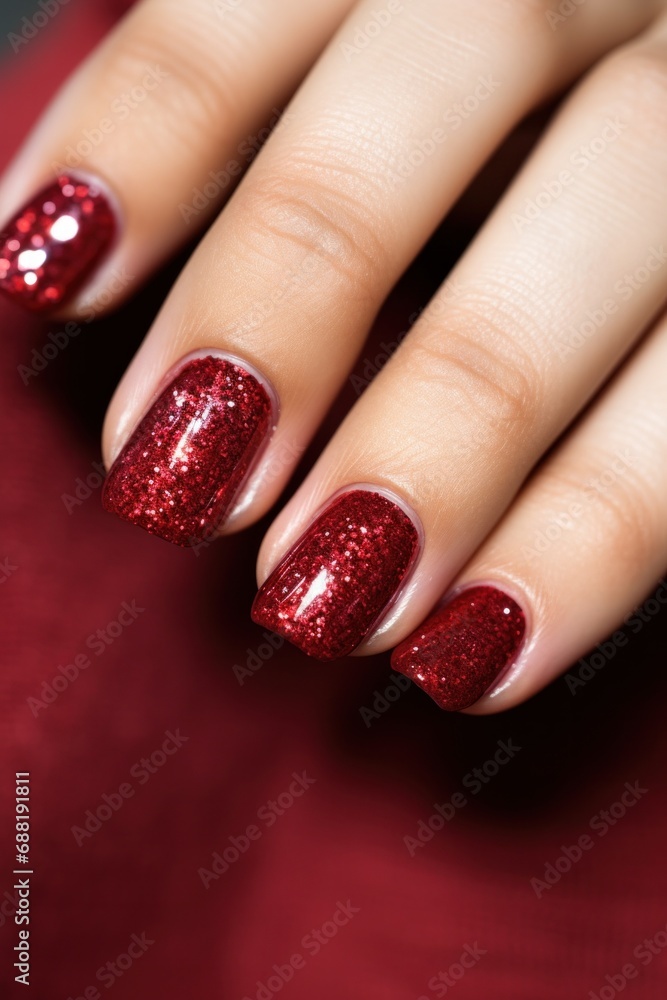 red glitter nail manicure red glitter nail manicure