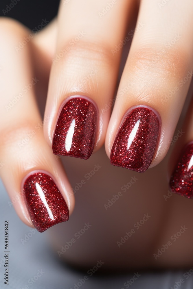 red glitter nail manicure red glitter nail manicure