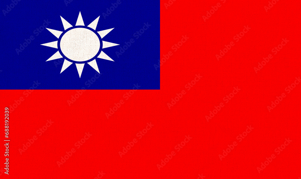 Taiwan national fabric flag textile background. State official Taiwan sign Taiwan national fabric flag textile background. State official Taiwan sign