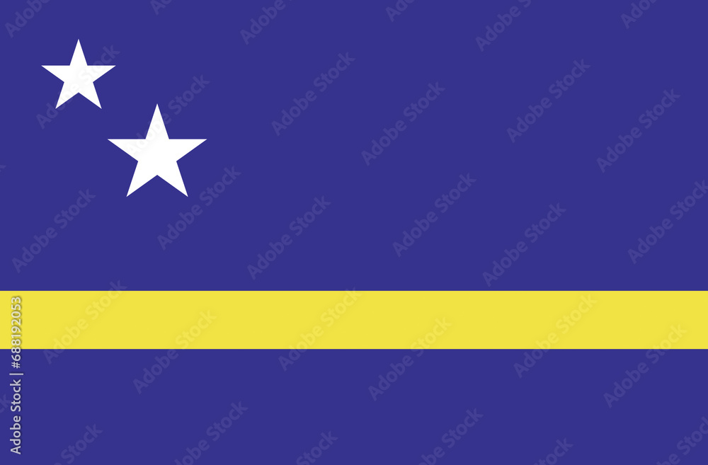 Flag of Curacao. Official symbol of Country of Curacao Flag of Curacao. Official symbol of Country of Curacao