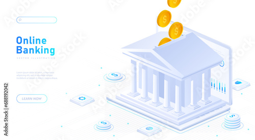Online banking white poster vector