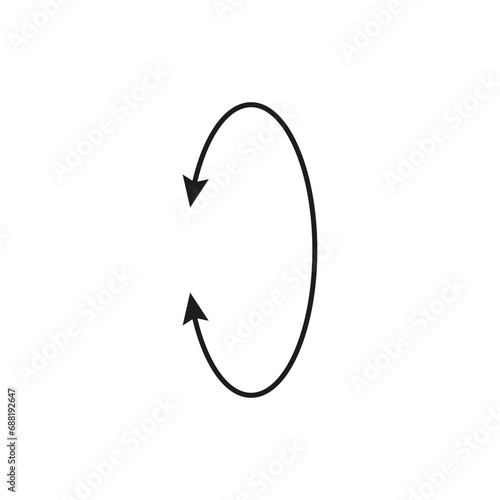 Dual double ended semi circle arrow. Semicircular round long two sided arrow. 