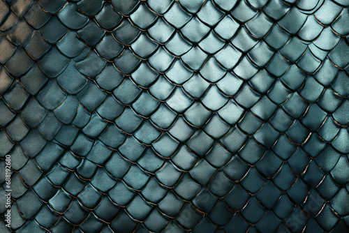 A close up details texture of a fish skin pattern in cyan color, realistic wallpaper, Generated by AI