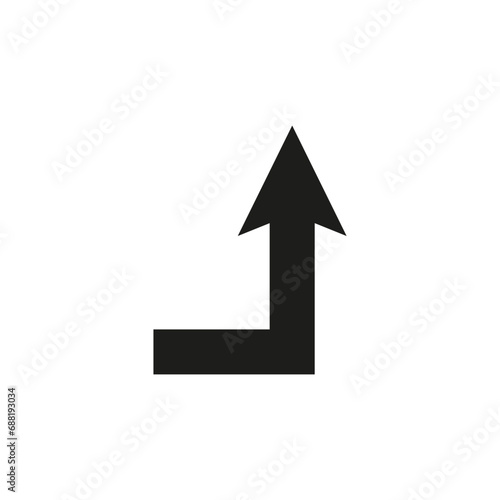 Wide long turn arrow. Path direction pointer. Vector illustration and symbol.