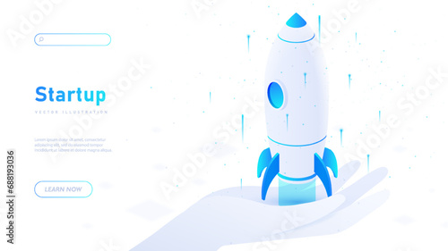 Start up project white poster vector