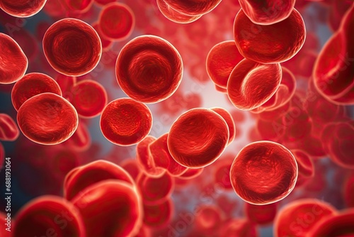 red blood cells flowing through vein photo