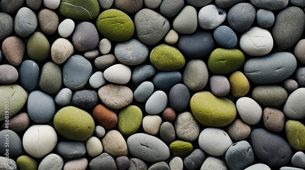 Earthy Pebble Texture with Subtle Moss Accents Background Earthy Pebble Texture with Subtle Moss Accents Background