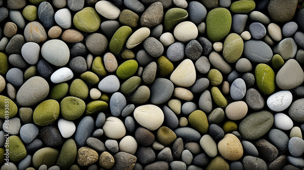 Earthy Pebble Texture with Subtle Moss Accents Background Earthy Pebble Texture with Subtle Moss Accents Background