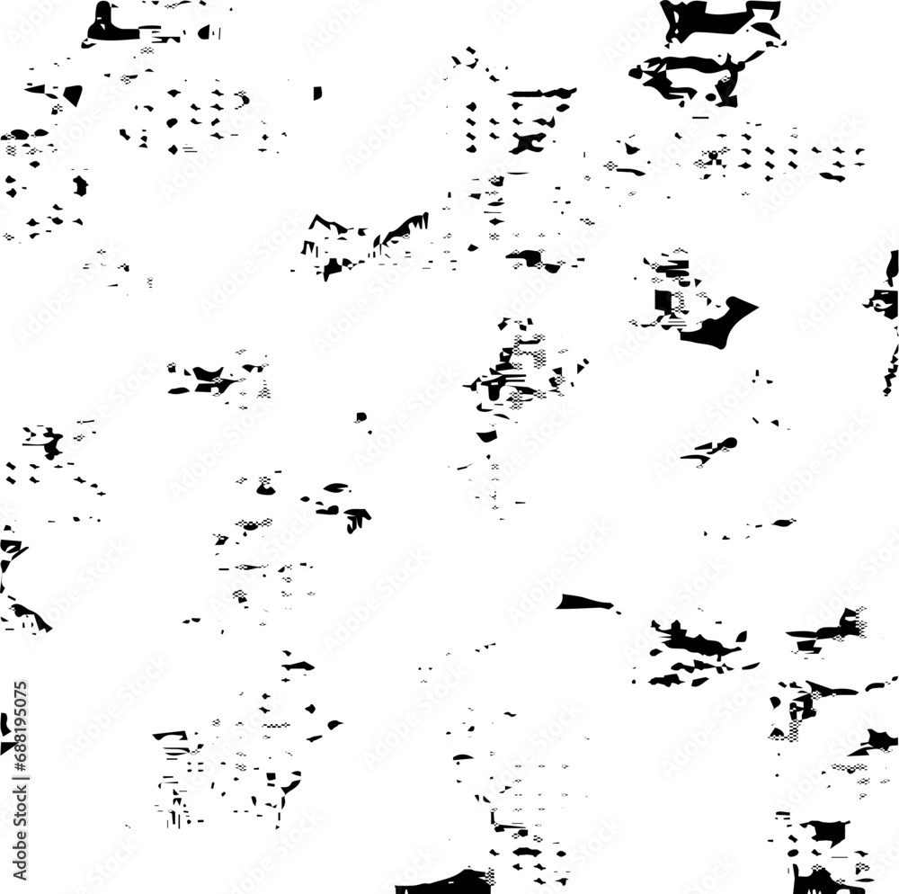 Monochrome texture composed of irregular graphic elements. Distressed uneven grunge background. Abstract vector illustration. Overlay for interesting effect and depth. Isolated on white background. Monochrome texture composed of irregular graphic elements. Distressed uneven grunge background. Abstract vector illustration. Overlay for interesting effect and depth. Isolated on white background.