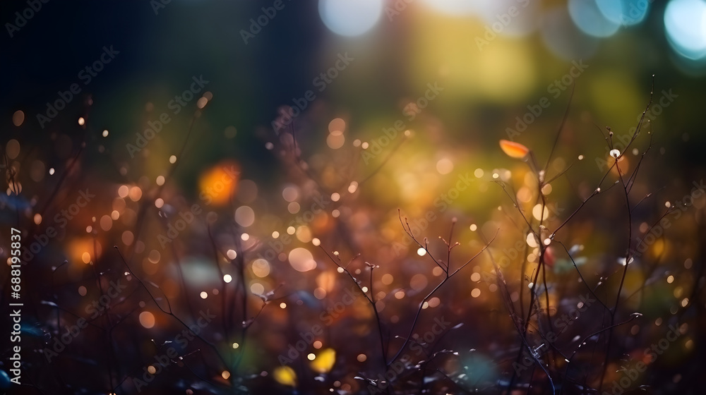 Blurred nature background with bokeh light effect, ai generative