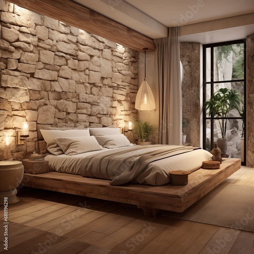 Bedroom high-tech interior  3d render