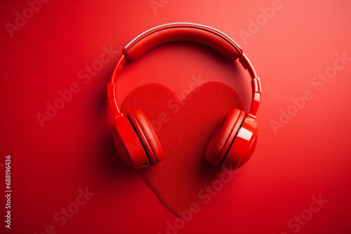 red headphones on white background