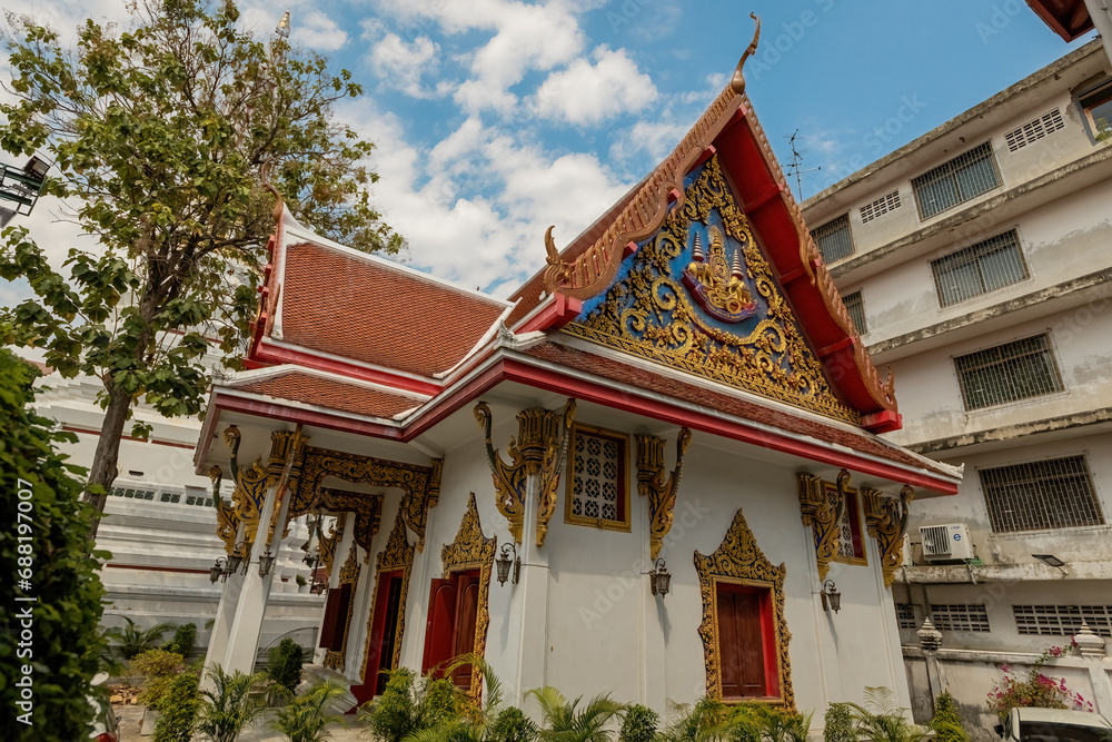 Wat Chakrawatrachawat Woramahawihan (Wat Sam Pluem) Crocodile Temple exterior details in Bangkok Thailand