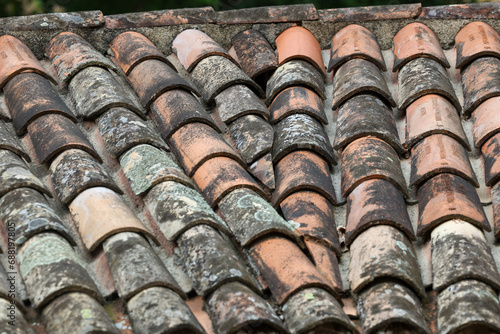 Photo Picture of Tiles on the Building Roof Texture. France © Algimantas