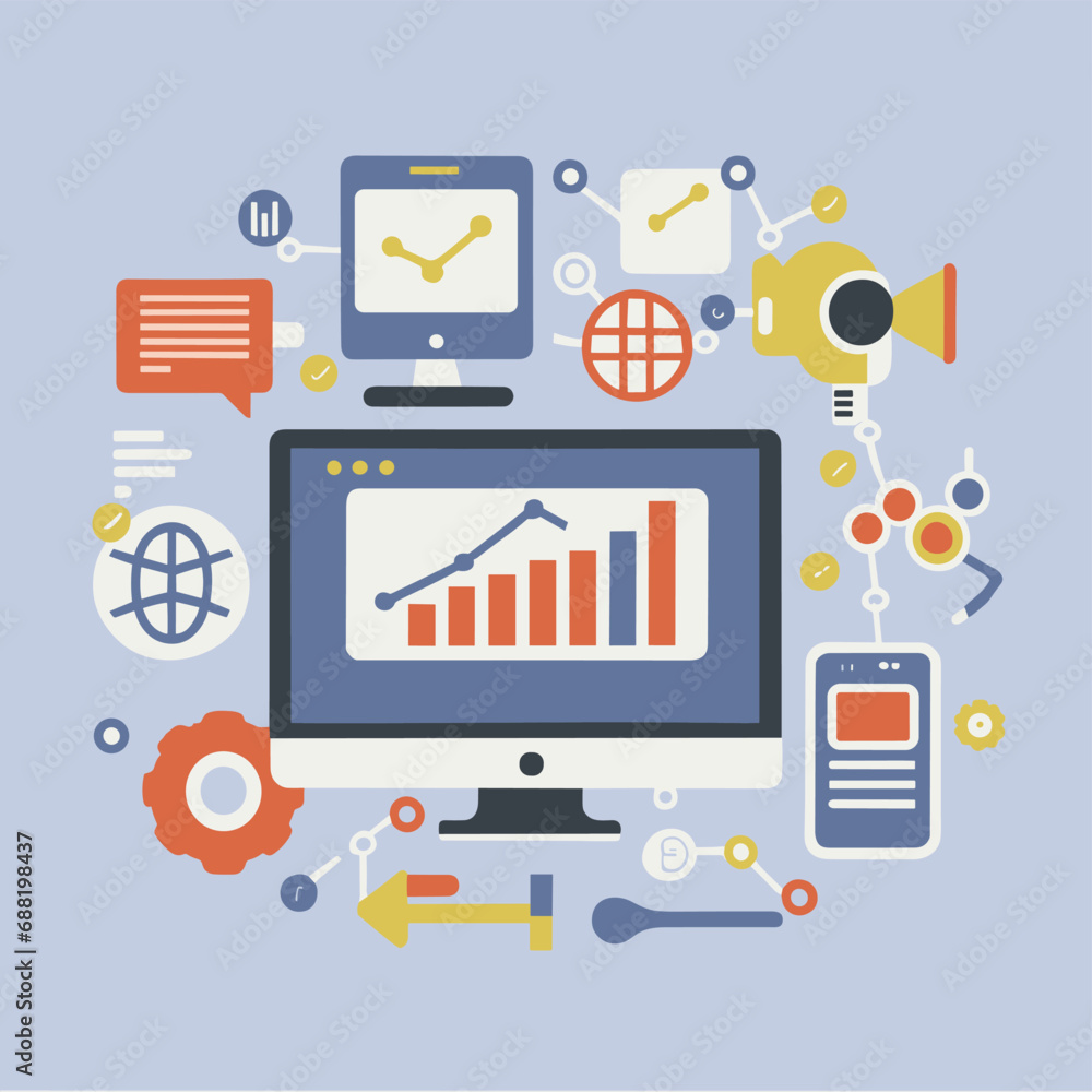 2d vector illustration web technologies, infograph presentation 2d vector illustration web technologies, infograph presentation