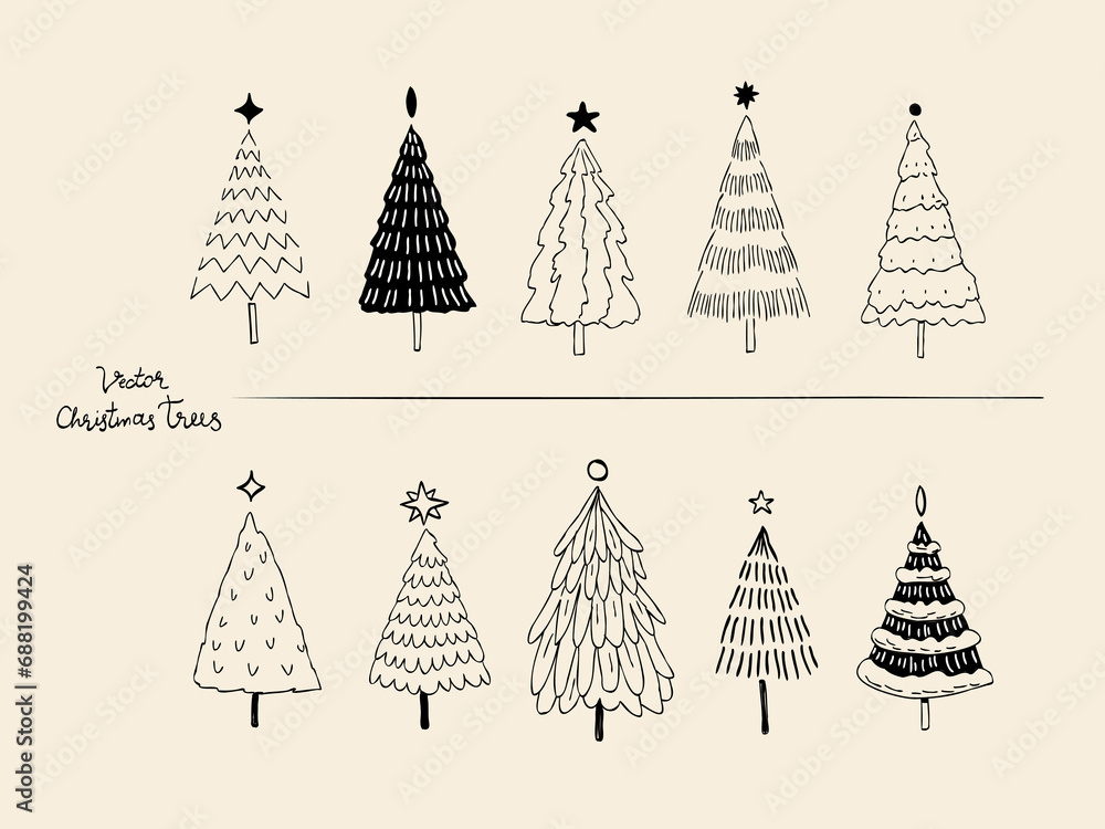 Drawing Christmas tree element vector image Drawing Christmas tree element vector image