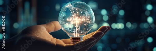 a person's hand is facing in a light bulb,