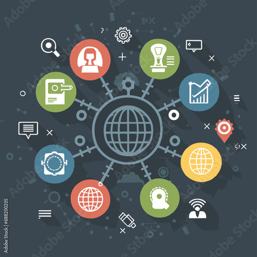 2d vector illustration web technologies, infograph presentation