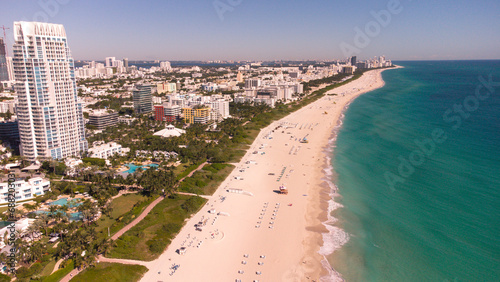 aerial view of beachfront miami south beach florida usa