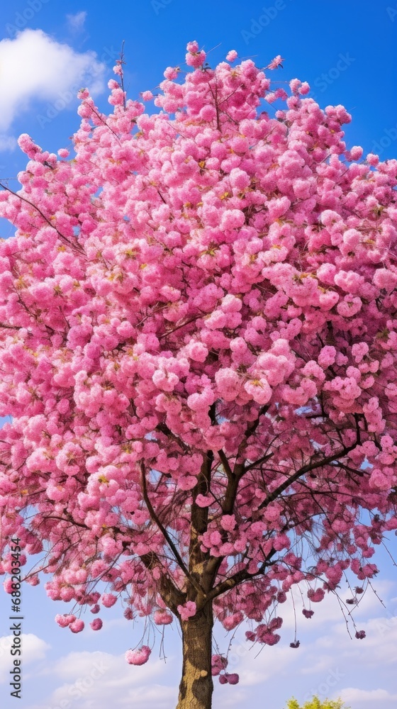 Cherry Blossom Tree Against Blue Sky Cherry Blossom Tree Against Blue Sky