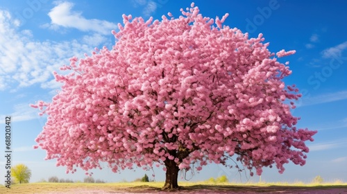 Cherry Blossom Tree Against Blue Sky © olegganko
