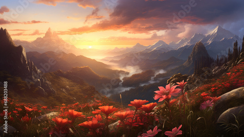 beautiful sunset over the mountain © Daniel