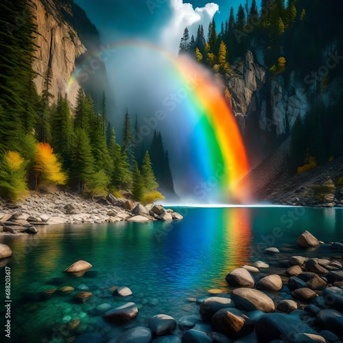 rainbow over the waterfall generated AI tool