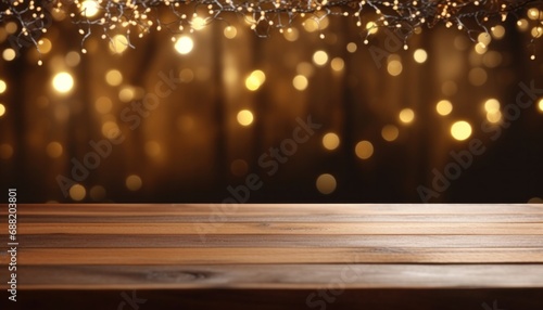 christmas table backgrounds with lights and trees,
