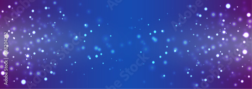 Purple and light blue sparkling banner, bokeh effect. Shaded colour background.