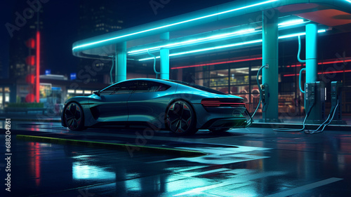 futuristic car in a dark environment