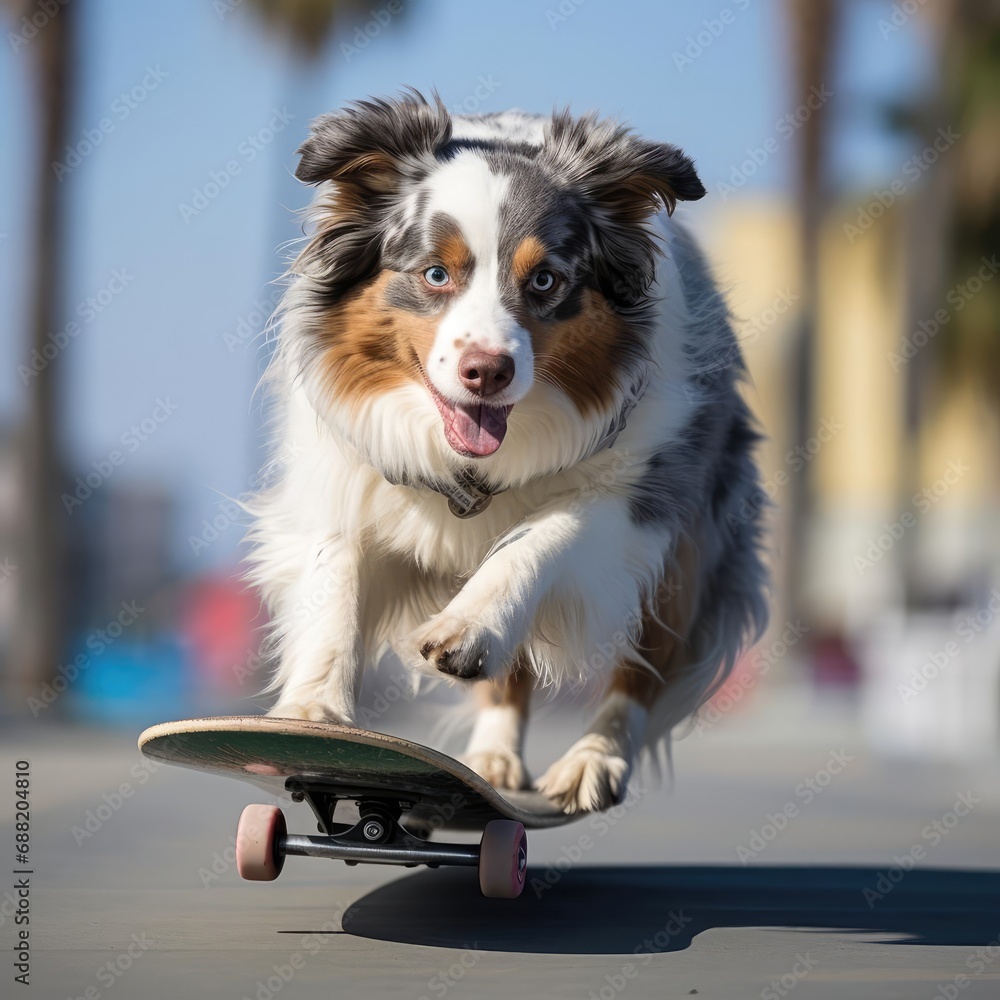 Skateboarding with the Australian Shepherd at Venice Beach: Captured with the Nikon D850