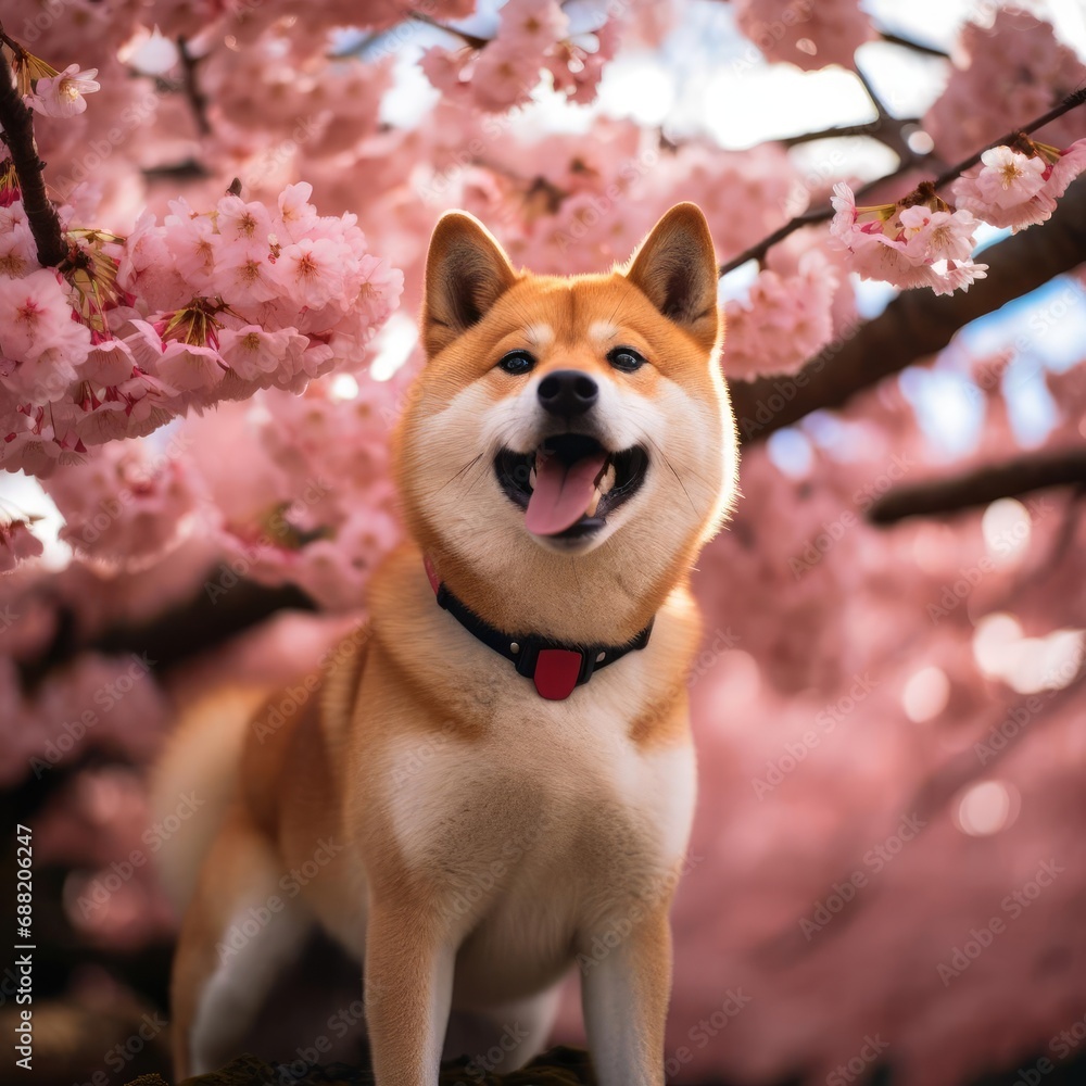Blossoming Serenity: Shiba Inu Among Cherry Blossoms