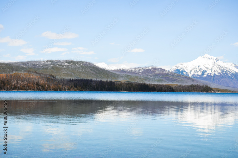 lake in mountains, Lake McDonald, Glacier National Park Montana
