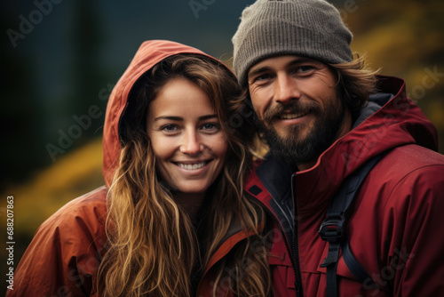 Hiking couple in the mountains
