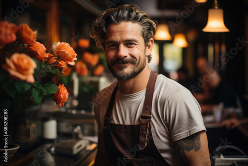 Proud barrista in the coffee shop