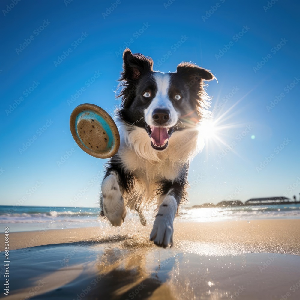 Border Collie Bliss: Frisbee Fun under the Sun at the Beach Border Collie Bliss: Frisbee Fun under the Sun at the Beach