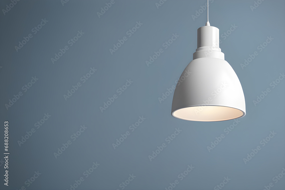 white lamp on a minimalist grey-blue background, cool lighting white lamp on a minimalist grey-blue background, cool lighting