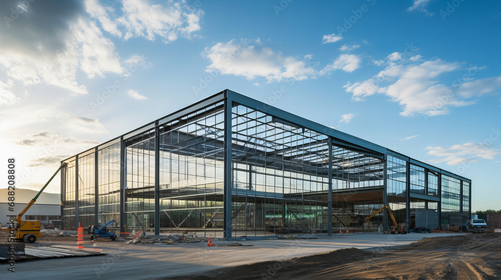 Modern Architecture - Steel Frame Structure and Lift Equipment