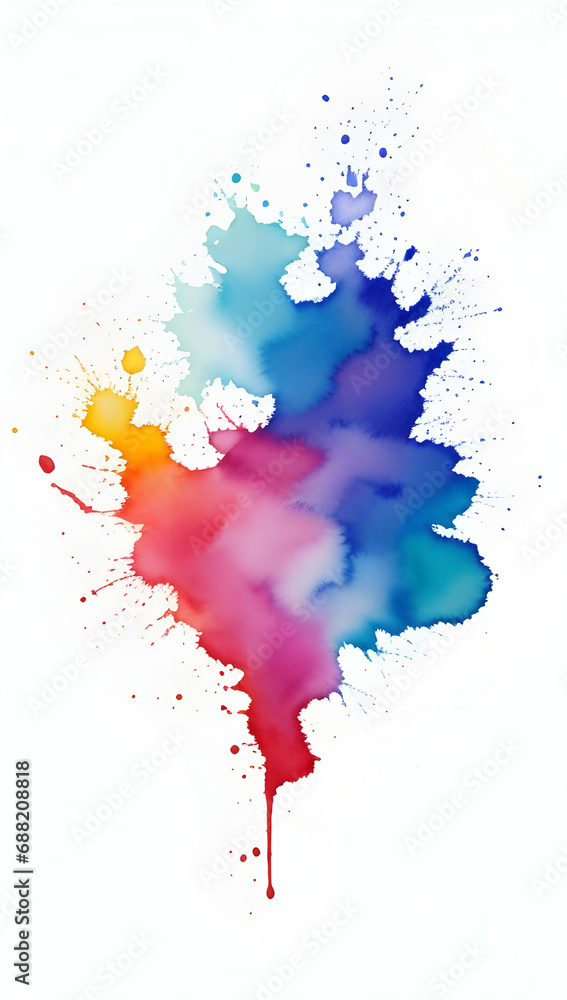 colorful paint splashes, watercolor 