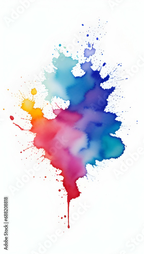 colorful paint splashes, watercolor 
