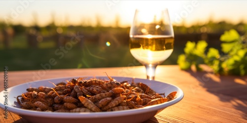 Culinary Innovation: Luxurious Outdoor Dining in a Provencal Vineyard with Fried Mealworm as a Steak Alternative