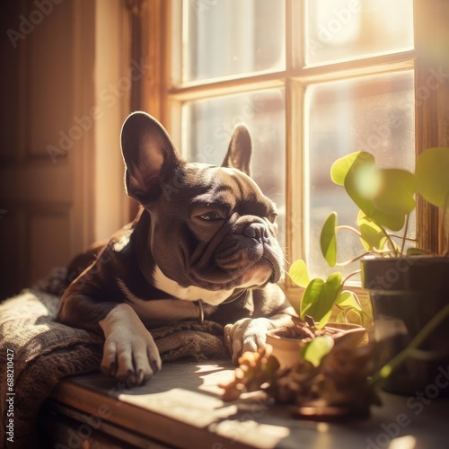 Dreamy Bokeh Bliss: A French Bulldog Snoozing in Sunlight