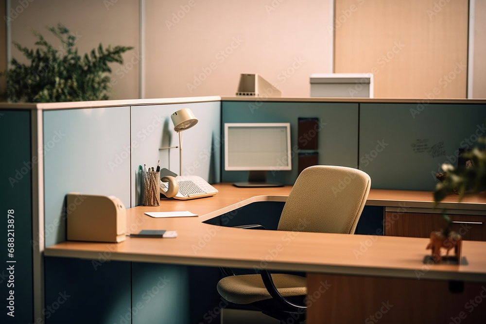 Clean office Desk workplace with Computer and Plant Clean office Desk workplace with Computer and Plant