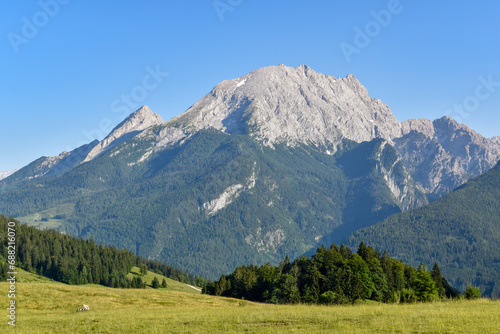 famous Mt. Watzmann with its west face, bavarian alps, germany