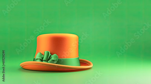 St. Patricks style, Green hat pops on orange a vibrant holiday image, capturing the essence of festive cheer on St. Patrick's Day.
